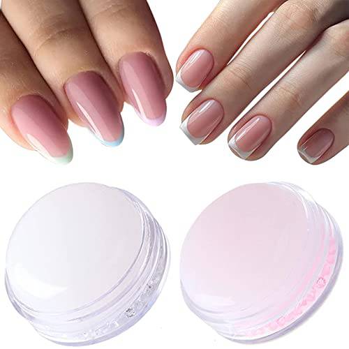 French Tip Nail Stamp, French Tip Nail Guides of French Manicure Kit for Gel Nail Polish as DIY French Nails Art Decor Tools, White Silicone Nail Stampers as Clear Jelly Stamper Plate