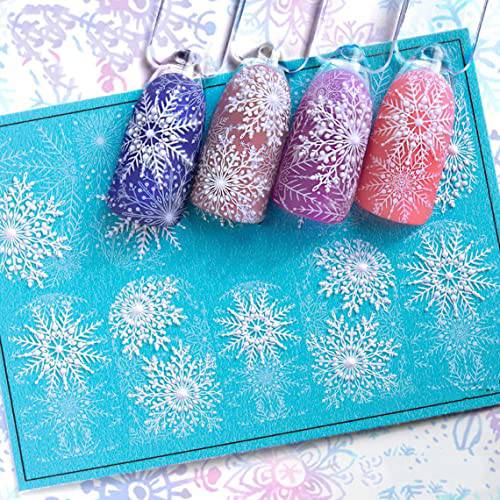 PrettyDiva Snowflake Nail Stickers - 5D Embossed Snowflakes Nail Art Sticker Decals, Snow Nail Stickers Winter Holiday Christmas Nail Art Decoration for DIY Manicure - 2 Packs