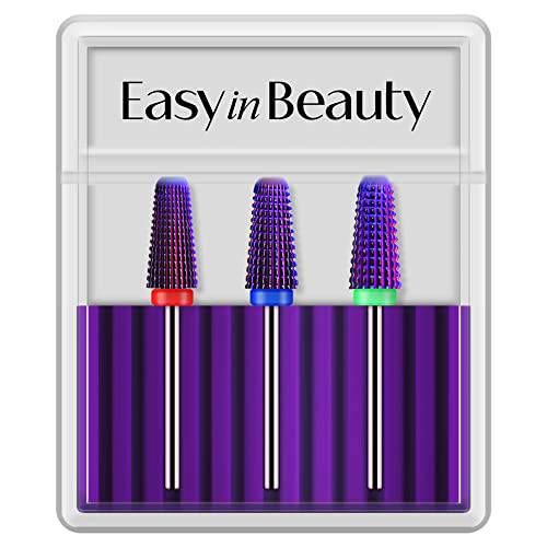 EasyinBeauty 5-in-1 Nail Drill Bit - 3-Piece Nail Drill Bits Set for Gel, Acrylic Nails - Carbide Tungsten Tips for Professional, Beginner Use