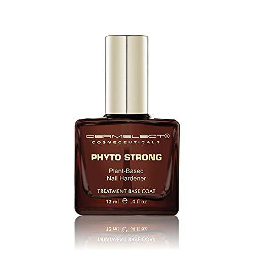Dermelect Phyto Strong Nail Hardener Base Coat- with Protein Peptides Strengthening, Nourishing, Plant-Based Non-Toxic, Bio-Sourced, Chip Free, Vegan, Natural, Gluten Free, Treatment Lacquer 0.4 oz
