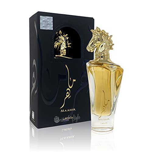Lattafa Perfumes Maahir Eau de Parfum - EDP 100ML(3.4 oz) I Bold and Rich Oud Fragrance I Sandalwood, Musk and Vanilla Notes I Signature Arabian Perfumery I