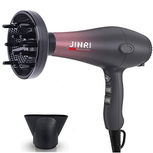 Professional Salon Grade Hair Dryer, Fast Drying 1875w Ionic Blow Dryers,Lightweight Low NoiseTourmaline Negative Ion Hairdryer with Diffuser and Concentrator Attachment