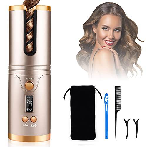 Hair Curler, Nityrliv Hair Curling Iron Cordless Automatic Curler Silky Curls Fast Heating Wireless Auto Curler with Timer Setting and 6 Temperature Adjustable (Gray)