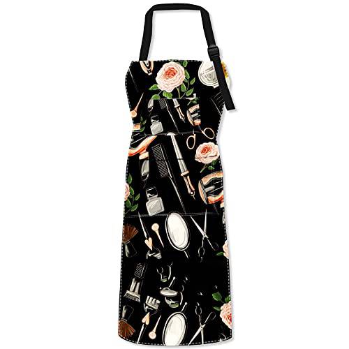 chaonety Hair Stylist Apron with 2 Pockets for Men Women Salon Adjustable Strap Dresser Christmas Thanksgiving Day Gift, Black1