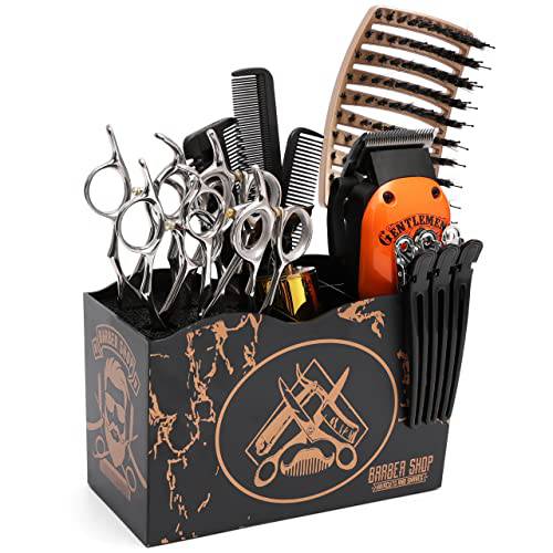 Professional Salon Scissors Holder Rack, Barber Hairdressing Accessories Storage Case, Hair Stylist Groomer Haircut Shears Stand Organizer - 5 Grids (black)