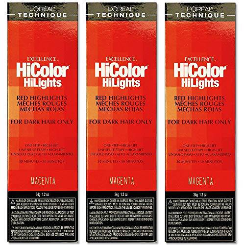 L’Oreal Excellence HiColor HiLights MAGENTA Permanent Tint HC-05101 (3 Pack)