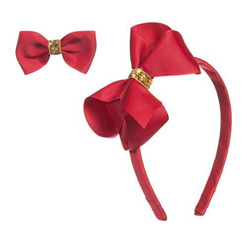 Bow headband and Hair Alligator Clips for Girls, Comfortable No Hurt Grosgrain Ribbon Headpiece Hair Hoop for Halloween Christmas Party Cosplay Costume Daily Decor Accessories