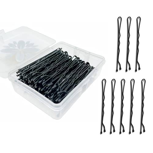 KANPRINCESS 100PCS 2Inches Hair Pins Kit Hair Clips Secure Hold Bobby Pins Hair Clips for Women Girls and Hairdressing Salon With Clear Storage Box(Black)
