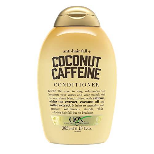 OGX Anti-Hair Fall + Coconut Caffeine Strengthening Conditioner with Caffeine, Coconut Oil & Coffee Extract, 13 Fl Oz