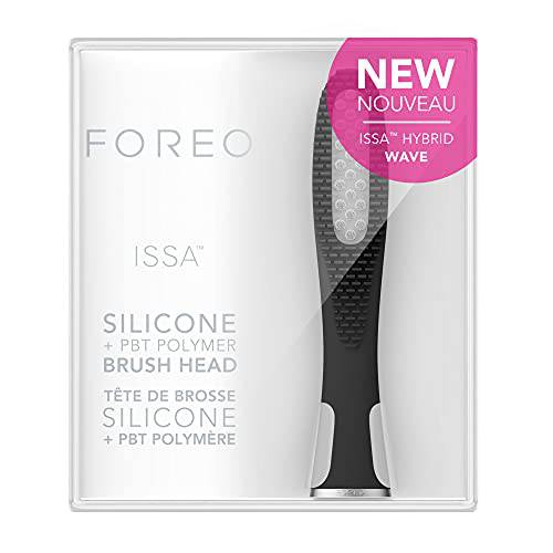 FOREO ISSA Hybrid Wave Brush Head Black, Medical-Grade Silicone & PBT Polymer Bristles, 6-Months Lasting