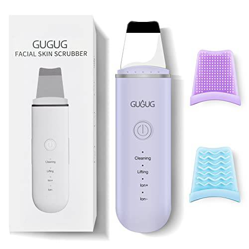 GUGUG Skin Scrubber Face Spatula with 4 Modes, Skin Spatula Blackhead Remover Pore Spatula for Face, Portable USB Rechargeable, Included 2 Silicone Covers