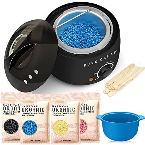 Wax Warmer, PURECLEAN Hair Removal Home Waxing Kit, Hard Wax Kit with 6 Bags 3 Formula Wax Beads for Body Women Men at Home Waxing
