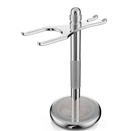 Viking Revolution Chrome Safety Razor Stand - Razor Holder and Shaving Brush Stand, Shaving Stand to Prolong the Life of Your Razor - Shaver Holder with Weighted Bottom for Extra Stability