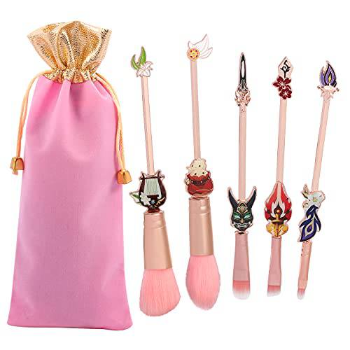 Genshin Impact Vision Makeup Brushes Set - 5Pcs Creative Hot Game Cosmetic Brushes Set, Premium Synthetic Foundation Eyeshadow Brushes Gift for Young Girl Women Fans (Genshin 178)