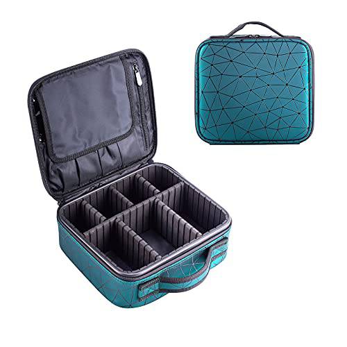 Travel Makeup Train Case Make Up Cosmetic Organizer Bag Makeup Tool Storage with Adjustable Compartments for Women Makeup Brush Toiletry Jewelry Digital Accessories