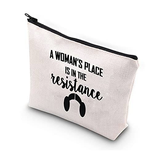 BDPWSS A Woman’s Place Is In The Resistance Makeup Bag For Women Girl Power Gift Storm Trooper Gift Feminist Gifts Sci-Fi Space Fan Cosmetic Bag Zipper Pouch (place in the resistance B)