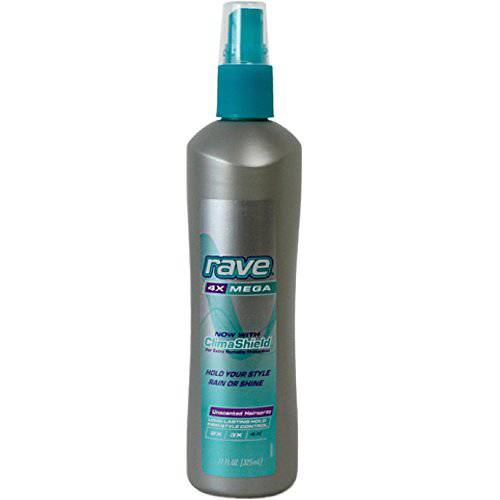 Rave 4X Mega Hairspray with Clima Shield, Unscented 11 oz