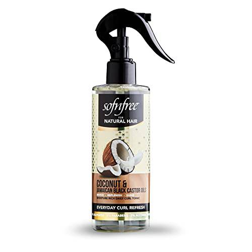 Sofn’free Coconut & Jamaican Black Castor Oil Everyday Curl Refresher Spray for Curly Hair - Volumizer & Hair Moisturizer for Styling Dry Curly or Coily Hair 8.12 Fl Oz (Pack of 1)