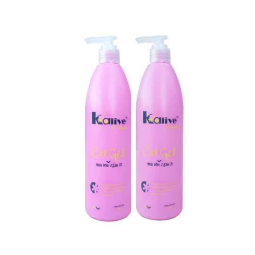 Kalive 2 Style Curl Gel 16 oz Curly hair, Curl Defining, Frizz Free waves natural, curls or perm (Pack of 2)