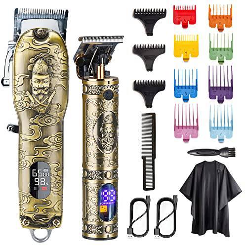Anectria Professional Hair Clippers and T-Blade Kit Trimmers for Men, Cordless Clippers for Hair Cutting with Color Guide Combs Hair Trimmer Grooming Kit Rechargeable, LED Display