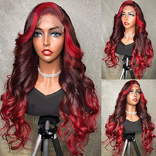 YMS HD Lace Front Wigs Human Hair 150% Density Wigs for Black Women Human Hair Ombre Red Human Hair Wigs for Black Women Glueless Wigs Human Hair Pre Plucked ( 22 inch,13x4 Lace Front Wig )
