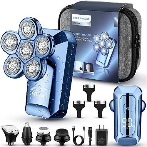 LNKERCO Head Shavers for Bald Men, 5-in-1 Grooming Head Shaver Kit with Fast Charger, Electric Razor for Men Bald Head Shaver, Electric Shaver for Men, IPX7 Waterproof Dry and Wet, Gifts for Men