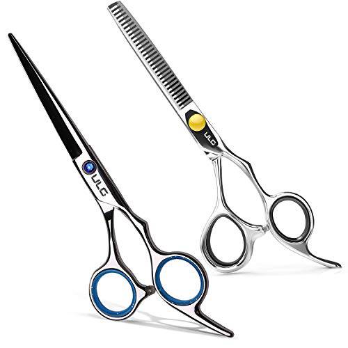 Hair Cutting Scissors Thinning Teeth Shears Set ULG Professional Barber Hairdressing Texturizing Salon Razor Edge Scissor Japanese Stainless Steel 6.5 inch