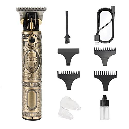 siwiey Hair Clippers, Rechargeable Wireless Barber Clippers T-Blade Clippers for Men with 3 Guide Combs Rechargeable Hair Trimmers for Men (Gold)
