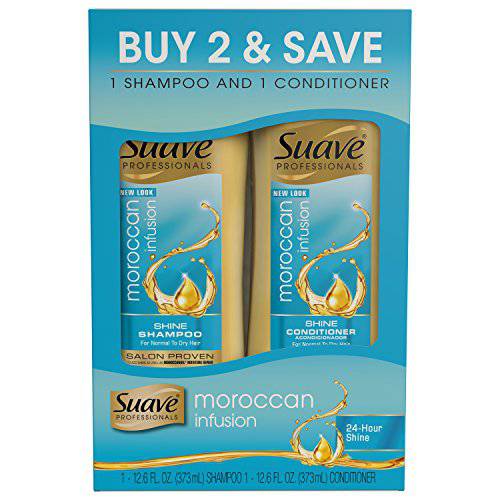 Suave Shine Shampoo and Conditioner, Moroccan Infusion, 12.6 Fl Oz (Pack of 2)