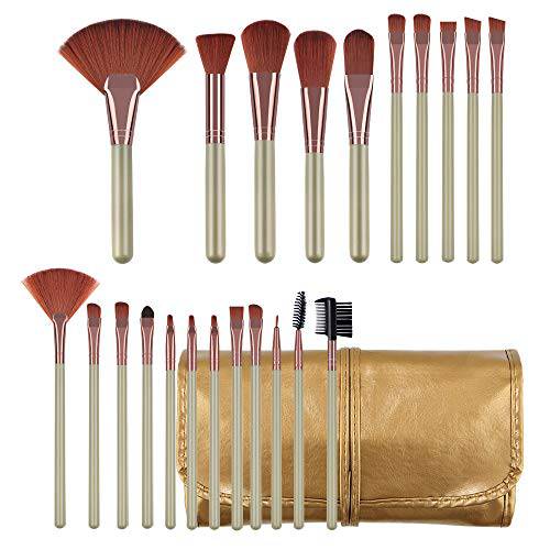 Makeup Brushes, Essential Gold Makeup Brush 22pcs Foundation Kabuki Blush Fan Eyeshadow Brushes Compatible with Cosmetic Case