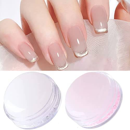 Silicone Nail Stamper, French Nail Manicure Silicone Nail Art Stamper, Silicon Clear Jelly Head Nail Stamper DIY Printing Stamping Plate Manicure Tools for DIY Nail Decoration Accessories (2pcs)