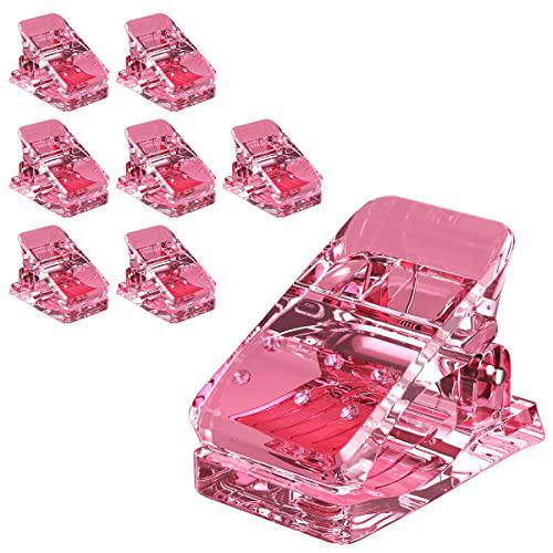 Subay 8Pcs Clear Nail Tips Clip for Gel Nails Acrylic Nails, Quick Building Gel Nail Extension UV LED Builder, Professional Nail Clamps for nail extension, Manicure Plastic Nail Art Set(Pink)