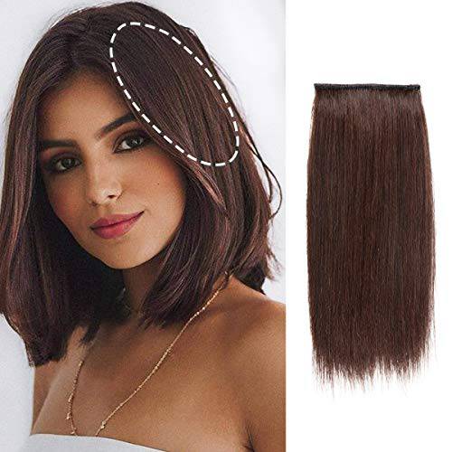 FEIPRO Real Remy Human Hair Clip in Hair Extensions Short Straight Thick Double Weft One Piece Hair Pieces for Thinning Hair Invisible Hairpin Increase Women Men Hair Volume 8 inch2 Brown