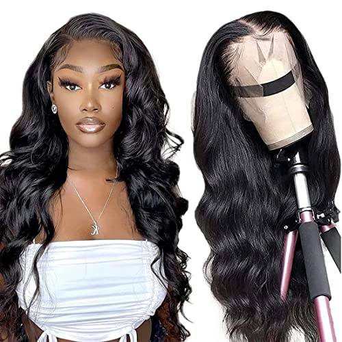 Body Wave Lace Front Wigs Human Hair 13x4 HD Transparent Lace Frontal Wigs for Black Women Brazilian Body Wave Human Hair Wigs Pre Plucked Hairline 150% Density Natural Color 20inch