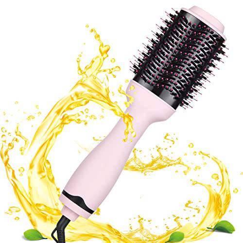 Hair Dryer Brush, Hot Air Brush, Professional Blow Dryer Brush, Dryer and Volumizer with Negative Ionic for Straightening or Curling, Multifunctional Hair Dryer Styler for Women (Pink)
