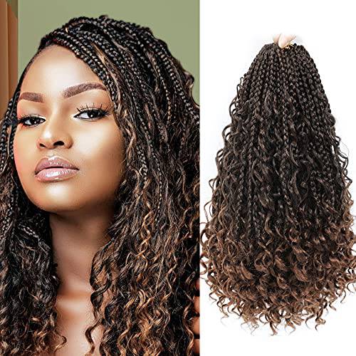 12inch Goddess Box Braids Crocht Hair Bob Goddess Box Braids Curly Ends Crochet Box Braids Pre-looped Synthetic Crochet Hair Extensions 16strands/pack (12inch(Pack of 8), T30)