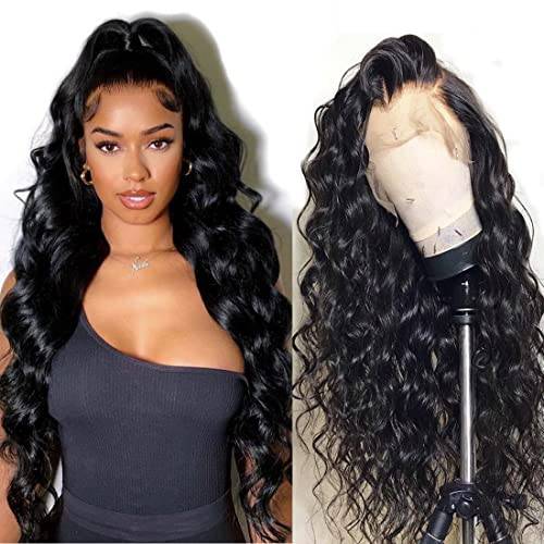 Glowingstar 360 Lace Front Wigs Human Hair Pre Plucked Body Wave HD Transparent Lace Frontal Wigs for Black Women Human Hair 180% Density(18 inch, 360 lace wig)