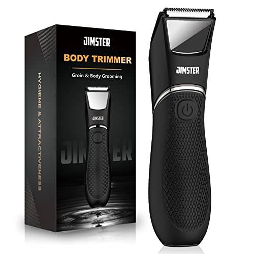 Body Trimmer for Men, [No Nicks, No Cuts] Electric Groin Hair Trimmer, No-nick Guides Ceramic Blade Heads, Waterproof Wet Dry Clippers for Body, Cordless Male Pubic Trimmer with Lighting Mirror