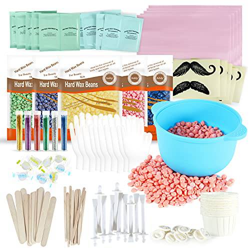 Hard Wax Beads For Hair Removal,Beth lee 5 Colors Stripless Waxing Beans Melts Kit With Nose Waxing Sticks,For Eyebrows,Body,Legs,Face,Underarm,Bikini,Brazilian,Wax Warmer Machine Accessories