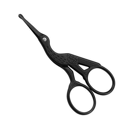 LIVINGO 3.5 Rounded Tip Vintage Stork Scissors, Professional Stainless Steel with Black Titanium Coated, Cuticle Pedicure Beauty Grooming Scissors for Eyebrow, Facial Hair, Dry Skin, Nose Hair