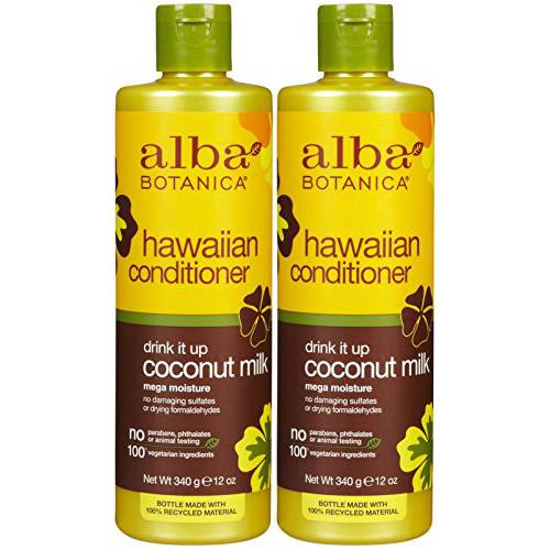 Alba Botanica Hawaiian Extra-Rich Hair Conditioner, Coconut Milk, 12 oz, Pack of 2