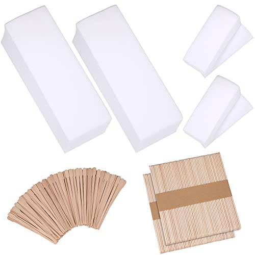 400 Pieces Wax Strips Sticks Kit, Non-Woven Waxing Strips Hair Removal Strip with Wax Applicator Stick for Body Skin Facial Hair Removal Tools