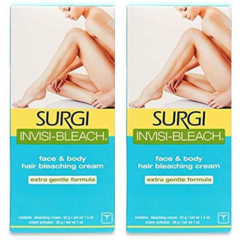 Surgi Invisi-Bleach Face & Body Hair Bleaching Cream 1.5 oz (Pack of 2)