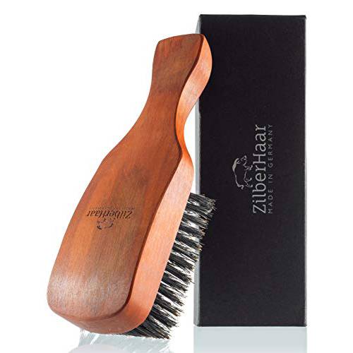 ZilberHaar - Major Hair & Beard Brush for Men - Stiff Boar Bristles and Pearwood - All Beard and Hair Types - Perfect for Thick or Thin Hair - Men’s Hair Brush and Beard Brush - Made in Germany
