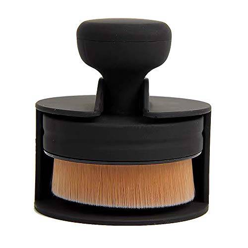 Flat round shaped Foundation Makeup Brush, Kabuki Liquid Foundation Brush Portable Cosmetic Brush Large Full Coverage Face Body Makeup Brush with Protective stand