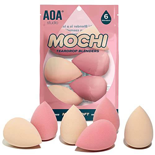 AOA Studio Collection Makeup Mochi Sponge Set Makeup Blender Latex Free and High-definition Set of 6 Makeup Blender For Powder Cream and Liquid Wonder Blender Beauty Cosmetic (6 Count)