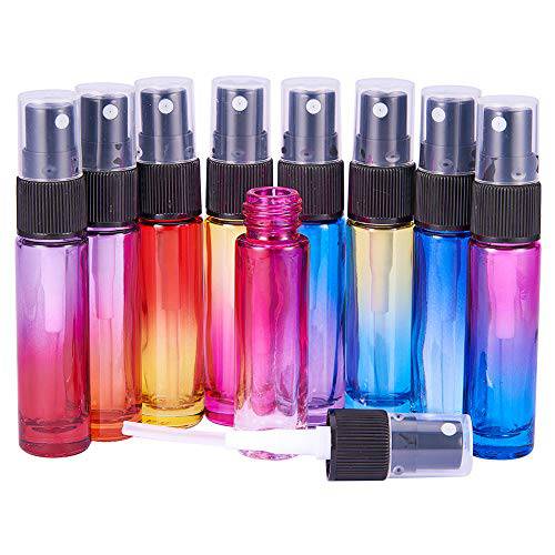 BENECREAT 9 Packs 10ml Rainbow Color Glass Spray Bottle Refillable Fine Mist Spray Bottle for Perfume Essential Oil