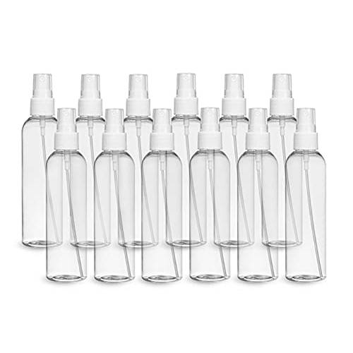 ljdeals 4 oz Spray Bottles, Clear Plastic, Fine Mist Sprayer Bottles for Essential Oils, Perfumes, Travel,12 pack, Made in USA