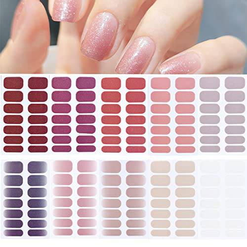 G-J Nail Polish Strips Stickers Elegant Glitter Solid Color Nail Wraps Stickers Self-Adhesive Nail Decals Kit with Nail File As Mother’s Day Gifts for Women Mothers Manicure Tips(10 Sheets)