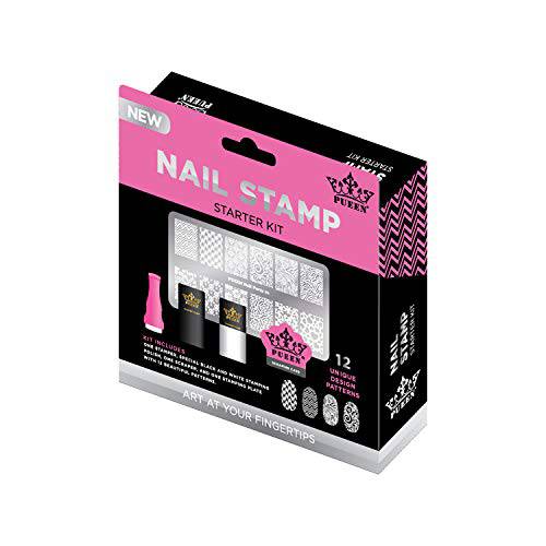 PUEEN Nail Art Stamping Starter Kit - Unique DIY Nailart Stamping Polish Stamper Scraper Image Plate Manicure Accessories Tools Gift Set - BH000732